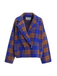VESTE GILET CROISE CARREAUX CAMEL BLEU ROI KARREAU K2II ESSENTIEL ANTWERP Strasbourg Fashion boutique vêtement mode f