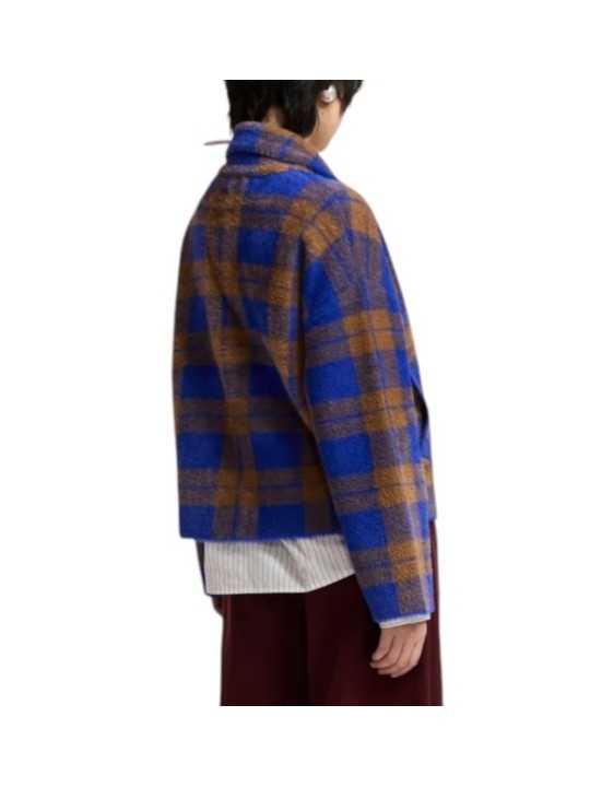 VESTE GILET CROISE CARREAUX CAMEL BLEU ROI KARREAU K2II ESSENTIEL ANTWERP Strasbourg Fashion boutique vêtement mode 2