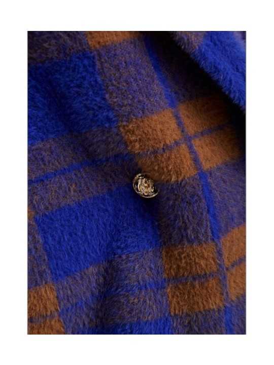 VESTE GILET CROISE CARREAUX CAMEL BLEU ROI KARREAU K2II ESSENTIEL ANTWERP Strasbourg Fashion boutique vêtement mode d