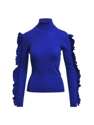 PULL COL ROULE VOLANTS MANCHES BLEU ROI KITTY K1II ESSENTIEL ANTWERP Strasbourg Fashion boutique vêtement mode 1
