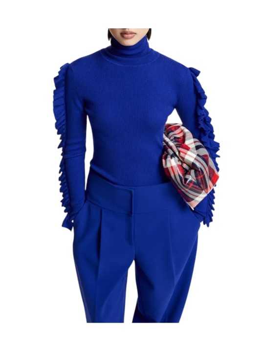 PULL COL ROULE VOLANTS MANCHES BLEU ROI KITTY K1II ESSENTIEL ANTWERP Strasbourg Fashion boutique vêtement mode s