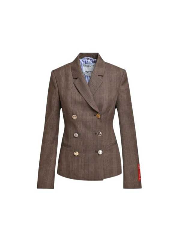 Veste fit prince de galles brun bleu boutons bijoux KARINA Essentiel Antwerp Femme K2CG