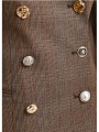 Veste fit prince de galles brun bleu boutons bijoux KARINA Essentiel Antwerp Femme K2CG détail