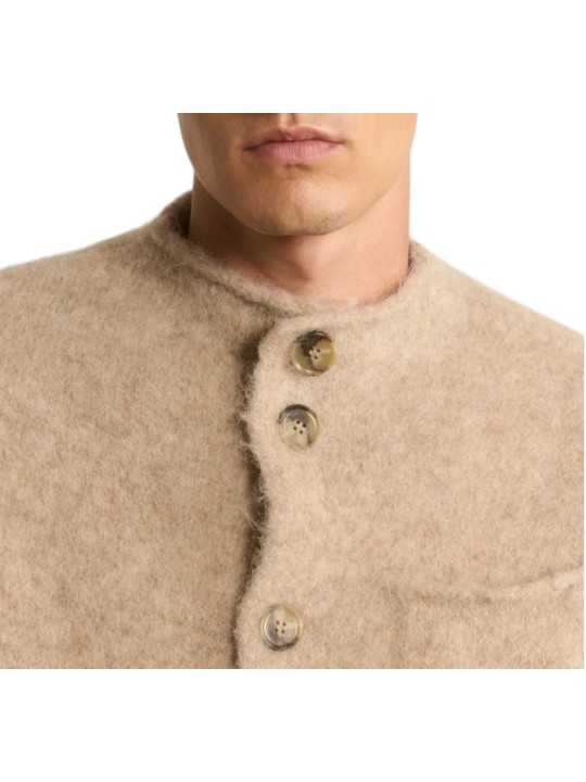 Veste sans manche Carter boutons beige alpaga 622838 9402 Montagut Homme boutique Strasbourg vêtement shop store zoom