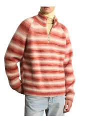 Pull col camioneur rayé écru orange Caramelo 622835 9422 Montagut Homme boutique Strasbourg vêtement shop front