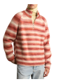 Pull col camioneur rayé écru orange Caramelo 622835 9422 Montagut Homme boutique Strasbourg vêtement shop front