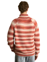 Pull col camioneur rayé écru orange Caramelo 622835 9422 Montagut Homme boutique Strasbourg vêtement shop dos