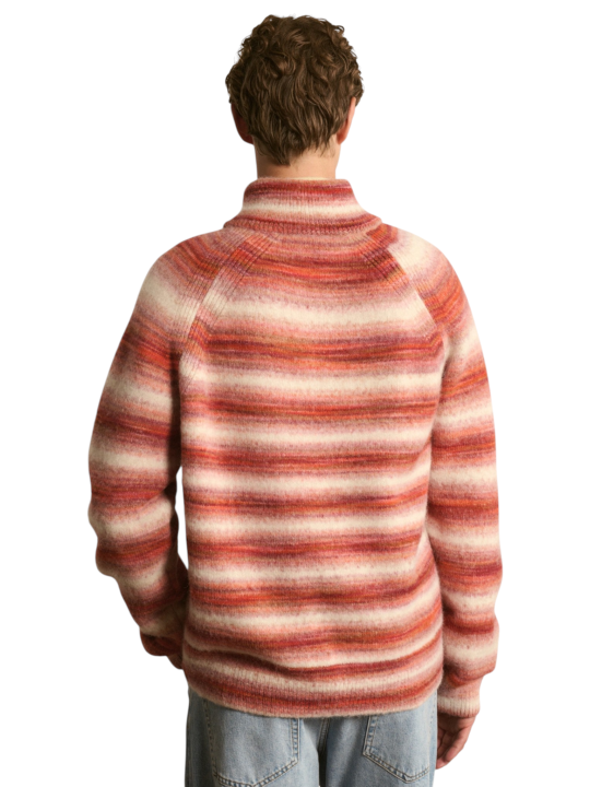 Pull col camioneur rayé écru orange Caramelo 622835 9422 Montagut Homme boutique Strasbourg vêtement shop dos