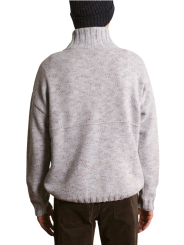 Pull camion zip bas Caspian laine chiné ciel marron 622844 9443 Montagut Homme boutique Strasbourg shop store vêtement dos