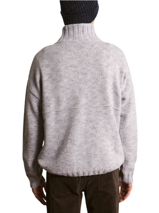 Pull camion zip bas Caspian laine chiné ciel marron 622844 9443 Montagut Homme boutique Strasbourg shop store vêtement dos
