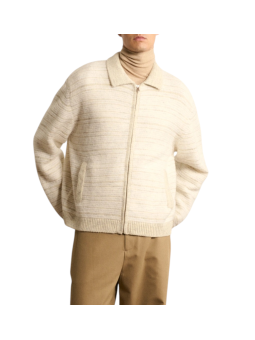 Veste zip chiné alpaga écru greige Caleb 622839 9514 Montagut Homme boutique Strasbourg vêtement shop store gilet front