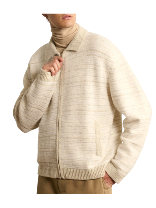 Veste zip chiné alpaga écru greige Caleb 622839 9514 Montagut Homme boutique Strasbourg vêtement shop store gilet style