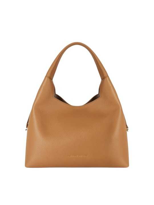 Sac cuir eco grainé porté épaule daino camel Elisabetta Franchi Femme BS23A 7270 AI6 boutique Strasbourg shop store bag
