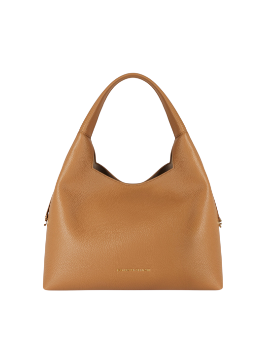 Sac cuir eco grainé porté épaule daino camel Elisabetta Franchi Femme BS23A 7270 AI6 boutique Strasbourg shop store bag vue