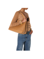 Sac cuir eco grainé porté épaule daino camel Elisabetta Franchi Femme BS23A 7270 AI6 boutique Strasbourg shop store bag style