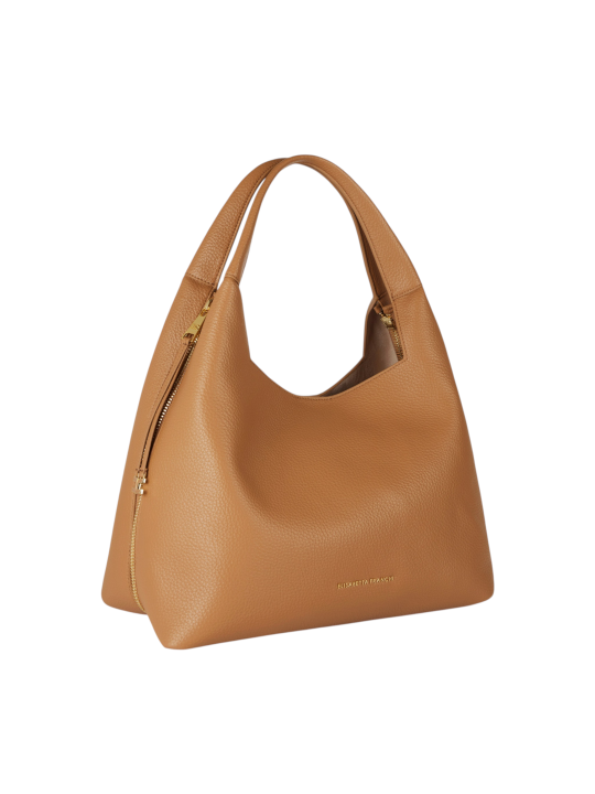 Sac cuir eco grainé porté épaule daino camel Elisabetta Franchi Femme BS23A 7270 AI6 boutique Strasbourg shop store bag profil