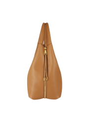 Sac cuir eco grainé porté épaule daino camel Elisabetta Franchi Femme BS23A 7270 AI6 boutique Strasbourg shop store bag side