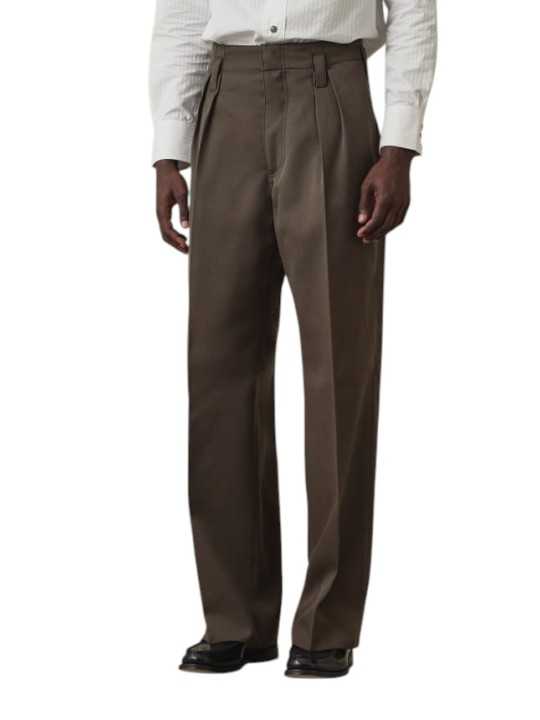 PANTALON TAUPE LARGE PATTES TAILLE PASSANT BAS M1R A270 W02207 73 face