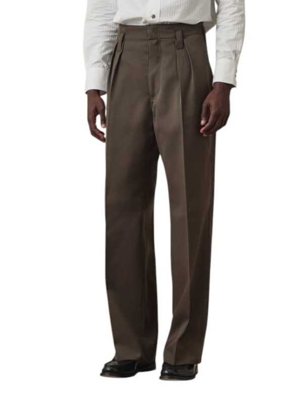 PANTALON TAUPE LARGE PATTES TAILLE PASSANT BAS M1R A270 W02207 73 face