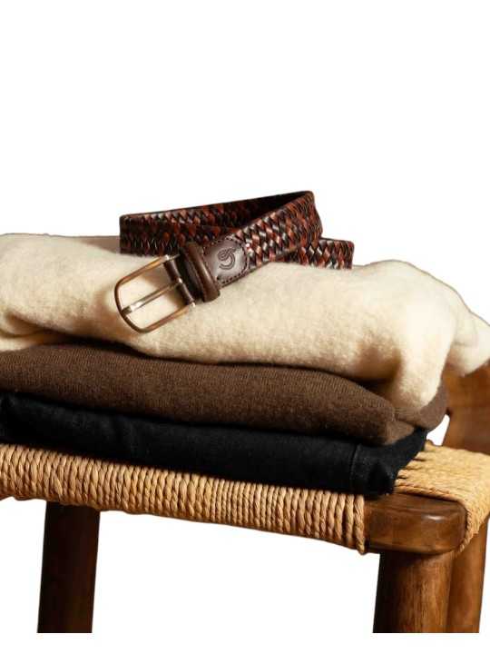 CEINTURE TRESSEE BOLOGNA LEATHER MULTI BROWN LA BOUCLE MIXTE L20100560 Strasbourg pose