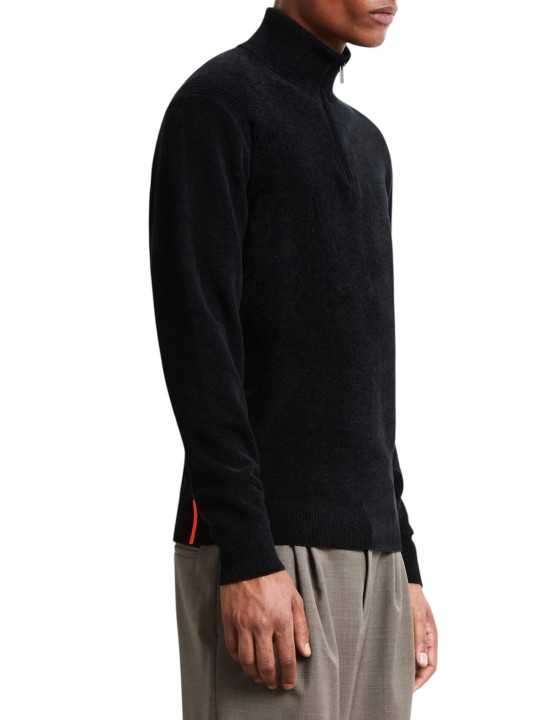 PULL COL CAMIONNEUR VELOURS NAVY 26136 60 RRD ROBERTO RICCI DESIGNS HOMME profil