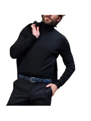 CEINTURE TRESSEE ZURICH TRIO NAVY BLUE BLACK GREY LA BOUCLE MIXTE B30300180 Strasbourg porté