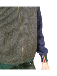 Gilet Paul Smith patch brun bleu vert baya poignet Barbour homme MKN 1796 BR37 boutique Strasbourg vêtement mode store détail