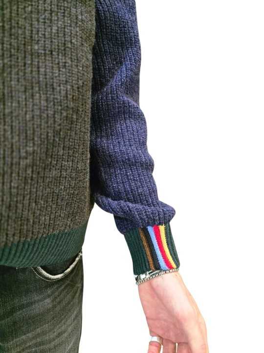 Gilet Paul Smith patch brun bleu vert baya poignet Barbour homme MKN 1796 BR37 boutique Strasbourg vêtement mode store zoom