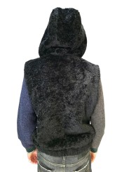 Gilet sans manche eco mouton capuche noir Ungaro Homme U3201 L5000 80 boutique Strasbourg mode vêtement store veste zoom