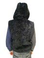 Gilet sans manche eco mouton capuche noir Ungaro Homme U3201 L5000 80 boutique Strasbourg mode vêtement store veste zoom