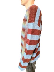 Pull rayé col rond brique ciel amande M2R A064 W22833 40 Paul Smith Homme boutique Strasbourg vêtement mode store side