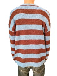 Pull rayé col rond brique ciel amande M2R A064 W22833 40 Paul Smith Homme boutique Strasbourg vêtement mode store dos