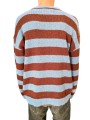 Pull rayé col rond brique ciel amande M2R A064 W22833 40 Paul Smith Homme boutique Strasbourg vêtement mode store dos