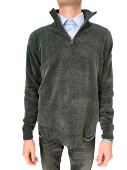 Pull col camionneur velours kaki RRD Roberto Ricci Designs Homme 26136 20 boutique Strasbourg vêtement mode store front