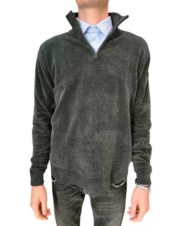 Pull col camionneur velours kaki RRD Roberto Ricci Designs Homme 26136 20 boutique Strasbourg vêtement mode store front