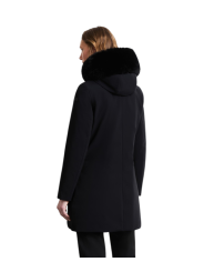 Doudoune mi longue surflex noir col fourrure RRD Roberto Ricci Design femme W26502F 10 boutique Strasbourg mode vêtement store d