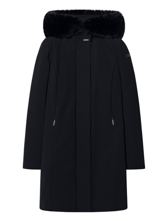 Doudoune mi longue surflex noir col fourrure RRD Roberto Ricci Design femme W26502F 10 boutique Strasbourg mode vêtement store f