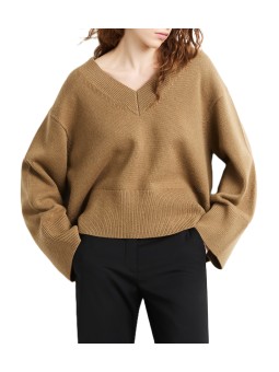 Pull v camel maille tech RRD Roberto Ricci Femme W26661 84 boutique Strasbourg vêtement mode store front