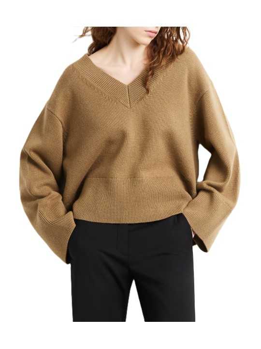 Pull v camel maille tech RRD Roberto Ricci Femme W26661 84 boutique Strasbourg vêtement mode store front