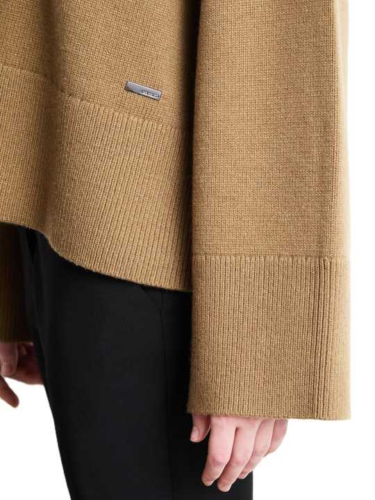 Pull v camel maille tech RRD Roberto Ricci Femme W26661 84 boutique Strasbourg vêtement mode store zoom
