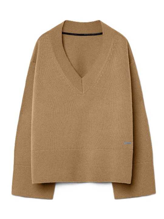 Pull v camel maille tech RRD Roberto Ricci Femme W26661 84 boutique Strasbourg vêtement mode store flat
