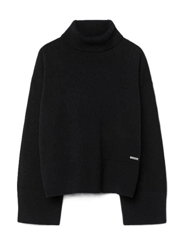 Pull col roulé noir maille tech RRD Roberto Ricci Design Femme W26665 10 boutique Strasbourg vêtement mode store flat