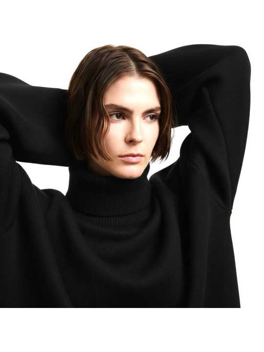 Pull col roulé noir maille tech RRD Roberto Ricci Design Femme W26665 10 boutique Strasbourg vêtement mode store zoom