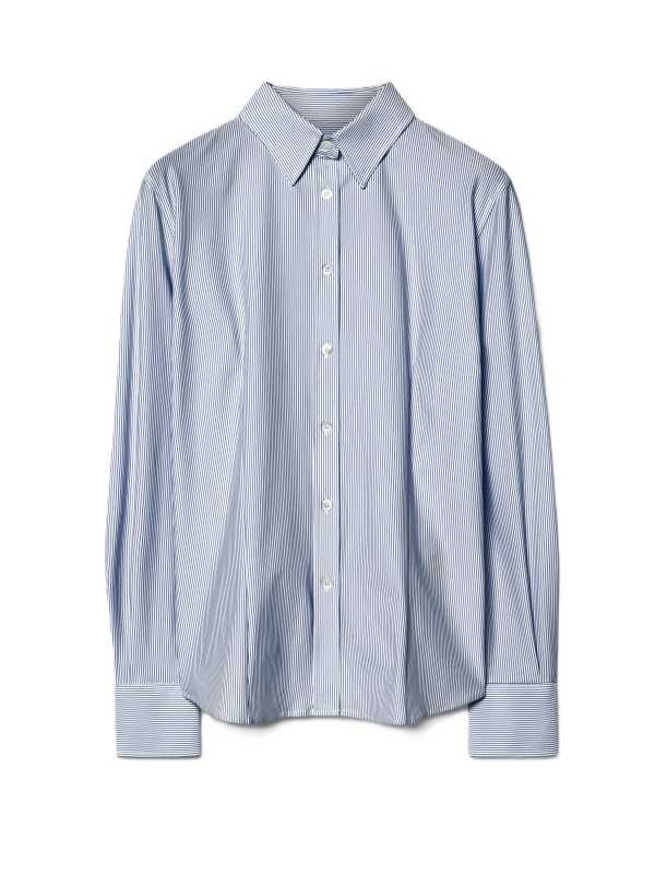 Chemise rayée navy blanc tech slim RRD Roberto Ricci Design Femme boutique Strasbourg mode store
