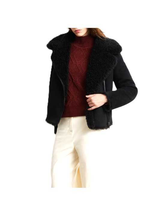Perfecto noir éco shearling RRD Roberto Ricci Design Femme W26573 10 boutique Strasbourg mode vêtement store look