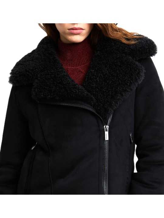 Perfecto noir éco shearling RRD Roberto Ricci Design Femme W26573 10 boutique Strasbourg mode vêtement store détail