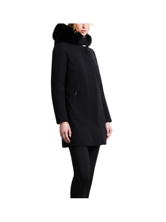 Doudoune mi longue surflex noir col fourrure RRD Roberto Ricci Design femme W26502F 10 boutique Strasbourg mode vêtement store g