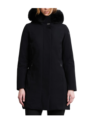 Doudoune mi longue surflex noir col fourrure RRD Roberto Ricci Design femme W26502F 10 boutique Strasbourg mode vêtement store f