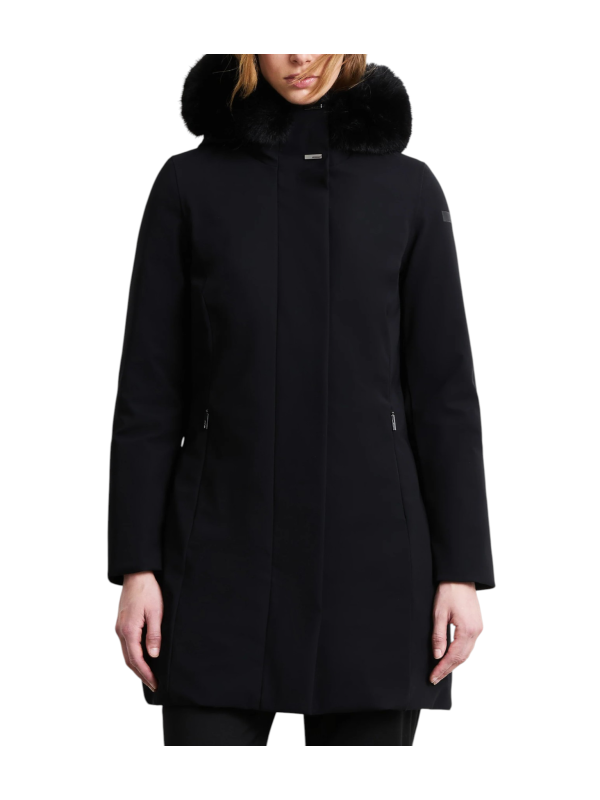 Doudoune mi longue surflex noir col fourrure RRD Roberto Ricci Design femme W26502F 10 boutique Strasbourg mode vêtement store f