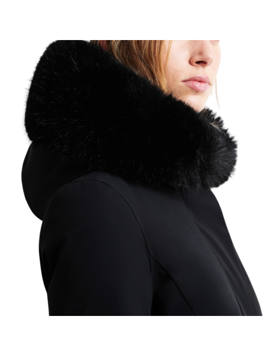 Doudoune mi longue surflex noir col fourrure RRD Roberto Ricci Design femme W26502F 10 boutique Strasbourg mode vêtement store h